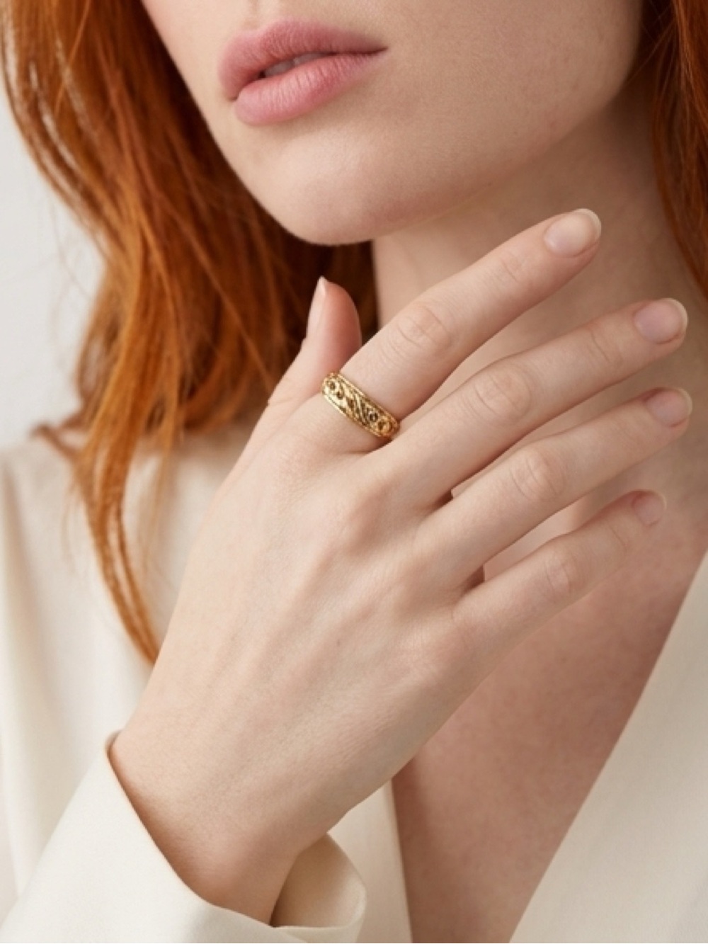 Vintage 18k solid gold ring for women size 7